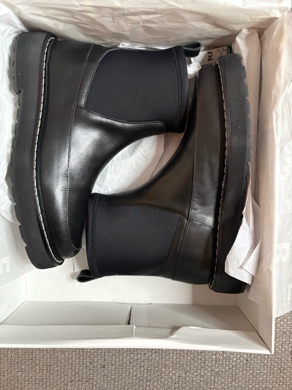 Simons x Maguire Chelsea Leather Boots Black Size 39 Mixed Media Platform - Picture 5 of 12